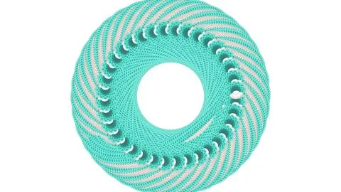 A 3D rendered teal and white spiral tunnel pattern Stock Illustration