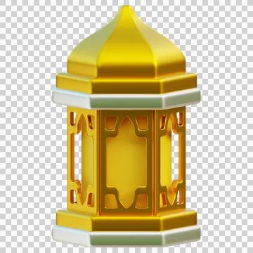 3D Rendered Traditional Islamic Lantern with Golden Accents Stock Illustration