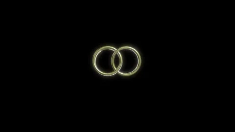 3D Rendered Two Golden Wedding Rings Animation Flying and Joining Together Stock Footage 332058020