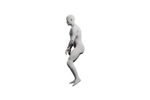 3D rendered walking mannequin figure model right side view Stock Illustration