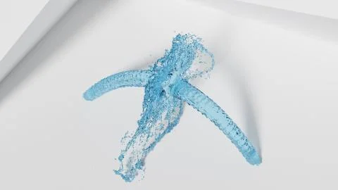 3D Rendered Water Jets Colliding Stock Illustration
