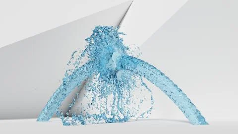 3D Rendered Water Streams Colliding Stock Illustration