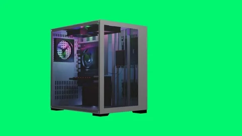 The 3D-Rendered White computer case with 4 spectacular Fans and RGB Lighting Vídeos de archivo 253777047