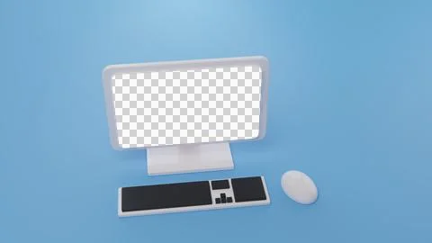 3d rendered white glossy Computer Monitor with Keyboard and Mouse Stock Illustration