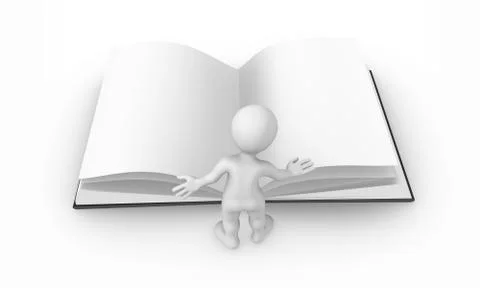 3d rendered white human with the book isolated on white background Stock Illustration