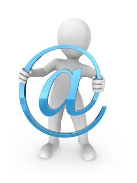 3d rendered white human with email symbol. 3d rendered illustration. Stock Illustration
