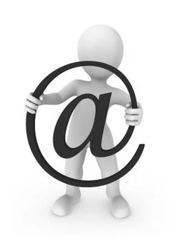 3d rendered white human with email symbol. Stock Illustration