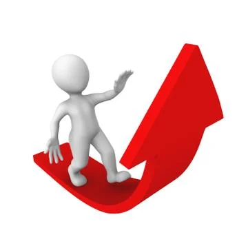 3d rendered white human goes to success Stock Illustration
