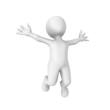 3d rendered white human happily jumps Stock Illustration