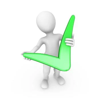 3d rendered white human with a positive symbol Stock Illustration