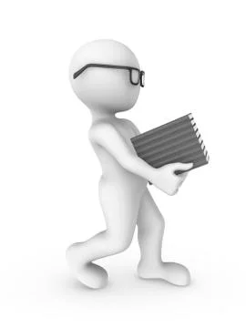 3d rendered white human reading the red book isolated on white background Stock Illustration