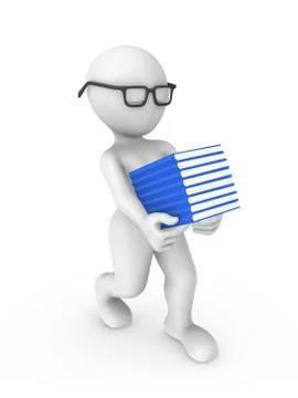 3d rendered white human reading the red book isolated on white background Stock Illustration