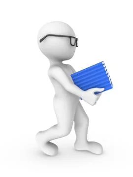 3d rendered white human reading the red book isolated on white background Stock Illustration