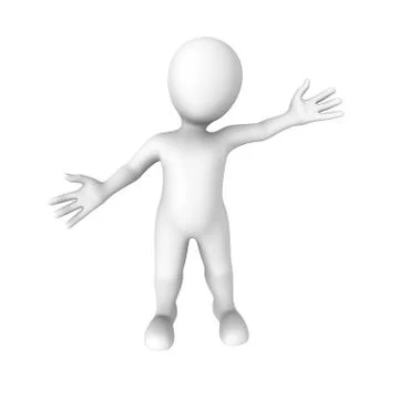 3d rendered white human welcomes visitors Stock Illustration