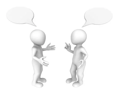 3d rendered white people with empty chat bubbles Stock Illustration