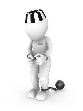 3d rendered white prisoner isolated on white background Stock Illustration
