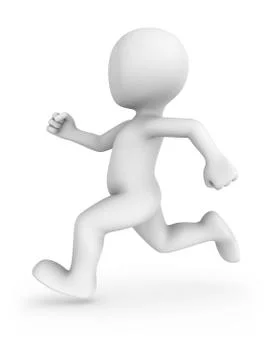 3d rendered white running man. 3d rendered illustration. Stock Illustration