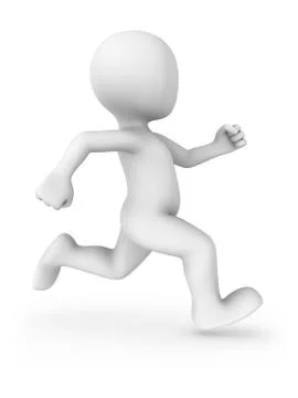 3d rendered white running man. Stock Illustration