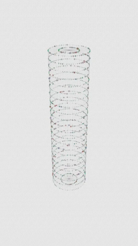 3D rendered wireframe cylinder composed of colorful nodes and lines Vídeos de archivo 335175118