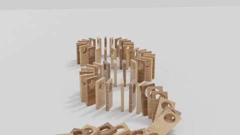 3D Rendered Wood Dominoes Sequence Stock-Footage 140747531
