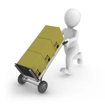 3d rendered worker with cargo. 3d rendered illustration with small people. Stock Illustration