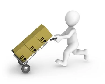 3d rendered worker with cargo. 3d rendered illustration with small people. Stock Illustration