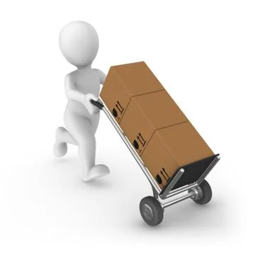3d rendered worker with cargo. 3d rendered illustration. Stock Illustration