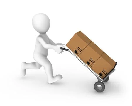 3d rendered worker with cargo. 3d rendered illustration. Stock Illustration