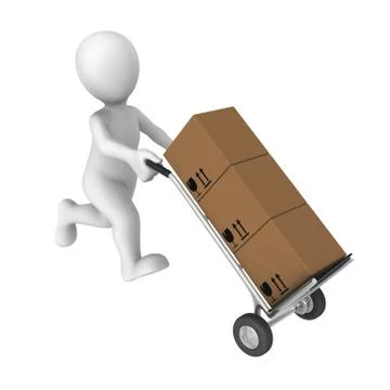 3d rendered worker with cargo Stock Illustration