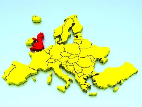 3D rendered world map in two colors Stock Illustration