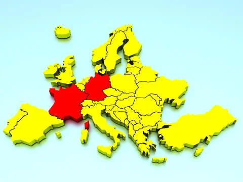 3D rendered world map in two colors Stock Illustration