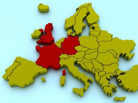 3D rendered world map in two bright colors Stock Illustration