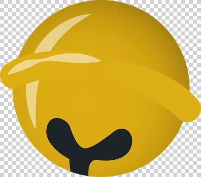 3D-rendered yellow sphere is displaying curved visor and Y-shaped marking, Stock Illustration