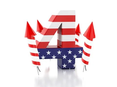 3d renderer, 4 of july. 스톡 일러스트