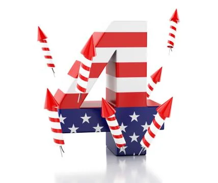 3d renderer, 4 of july. 스톡 일러스트
