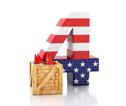 3d renderer, 4 of july. 스톡 일러스트