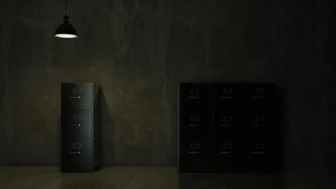 3d renderer image. File cabinet. Search concept. Stock Illustration