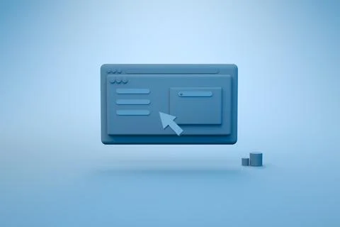 3D renderer of internet browser icon windows with reflection with copy space for Illustrazione stock