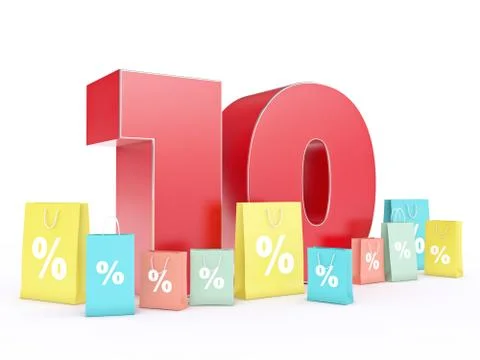 3D rendering of a 10 percent discount Stock Illustration