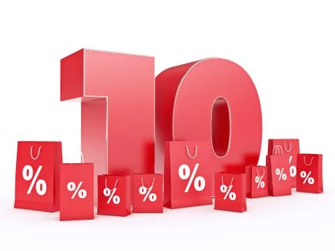 3D rendering of a 10 percent discount Stock Illustration