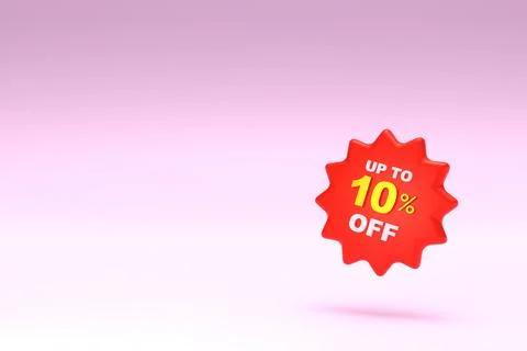 3D Rendering. 10 percent discount icon and free space for texting on pastel.. Stock Illustration