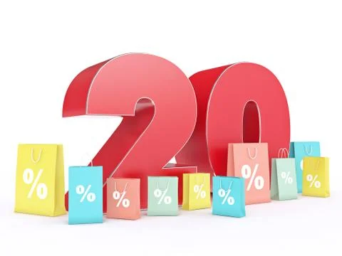 3D rendering of a 20 percent discount Stock Illustration