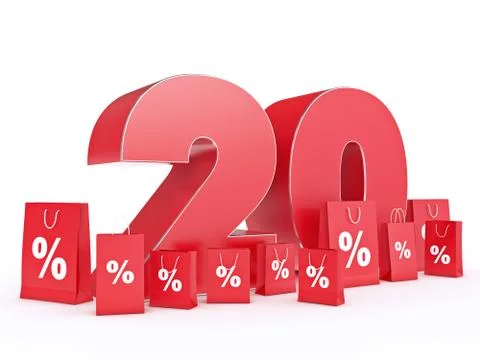 3D rendering of a 20 percent discount Stock Illustration