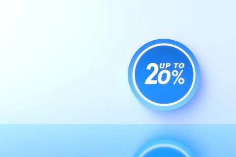 3D Rendering. 20 percent off with freespace for texting on pastel blue back.. Stock Illustration