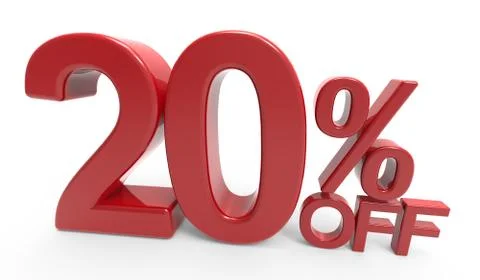 3d rendering of a 20% off symbol Stock Illustration
