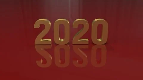 3d rendering 2020 gold number for new year  concept.. Stock Illustration