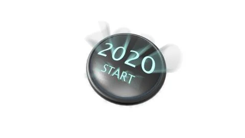 3d rendering of 2020 start button concept of new year Stock Illustration