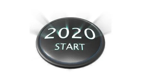 3d rendering of 2020 start button concept of new year Stock Illustration