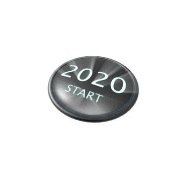 3d rendering of 2020 start button concept of new year Stock Illustration