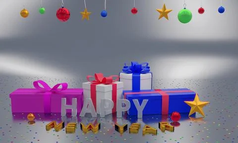 3D Rendering of 2020 Text for the new year start. Happy New Year and Merry Ch Stock Illustration